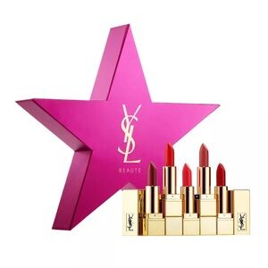NWT YSL Saint Laurent 5 Pc Mini Rouge Pur Couture Satin Lipstick Set Star Pink